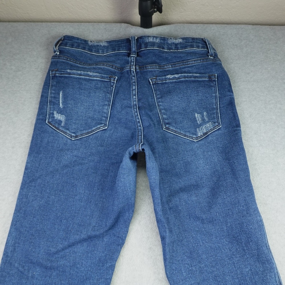 Vervet Jeans Womens 29 Blue Distressed Flare Denim Leopard Trim Gusset - Picture 5 of 13